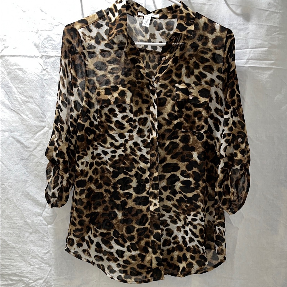 Ambiance Leopard Print Button Down Shirt